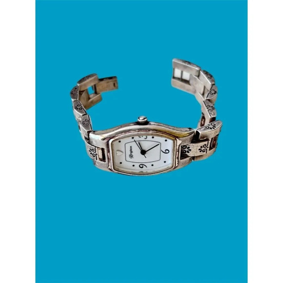 BRIGHTON SORRENTO Watch Silver tone Square Ornate Bracelet New Battery - Picture 2 of 5